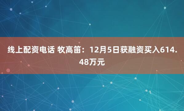 线上配资电话 牧高笛：12月5日获融资买入614.48万元